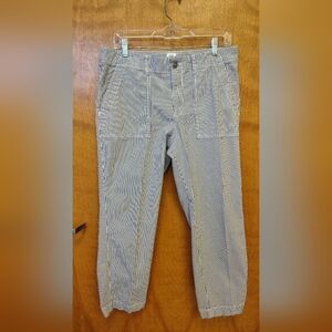 GAP Women's Girlfriend Khaki Blue and White Pinstriped Chinos